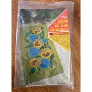 Vintage 1970s Columbia Minerva Rugs By The Numbers Kit #4808 Pansies MCM